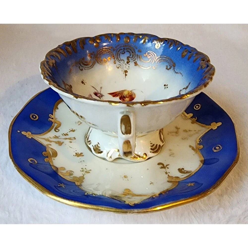 Royal Blue Teacup And Saucer